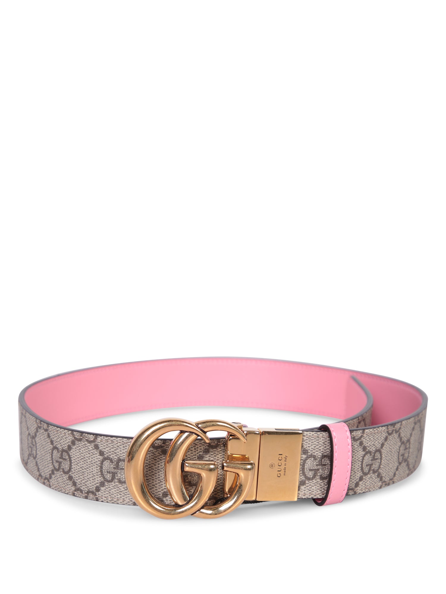 GG Marmont reversible belt in beige and pink leather