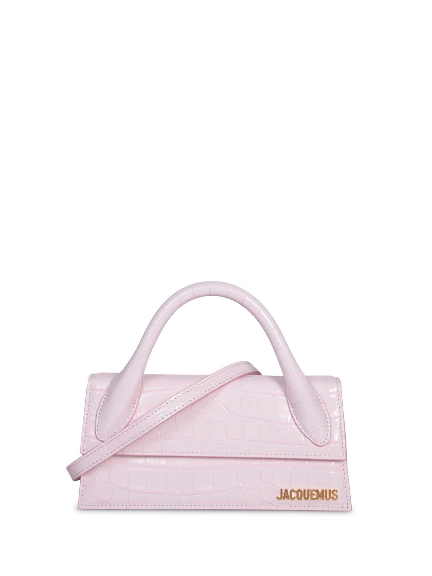 Jacquemus Le Chiquito Long Crocodile-effect Tote Bag in Pink
