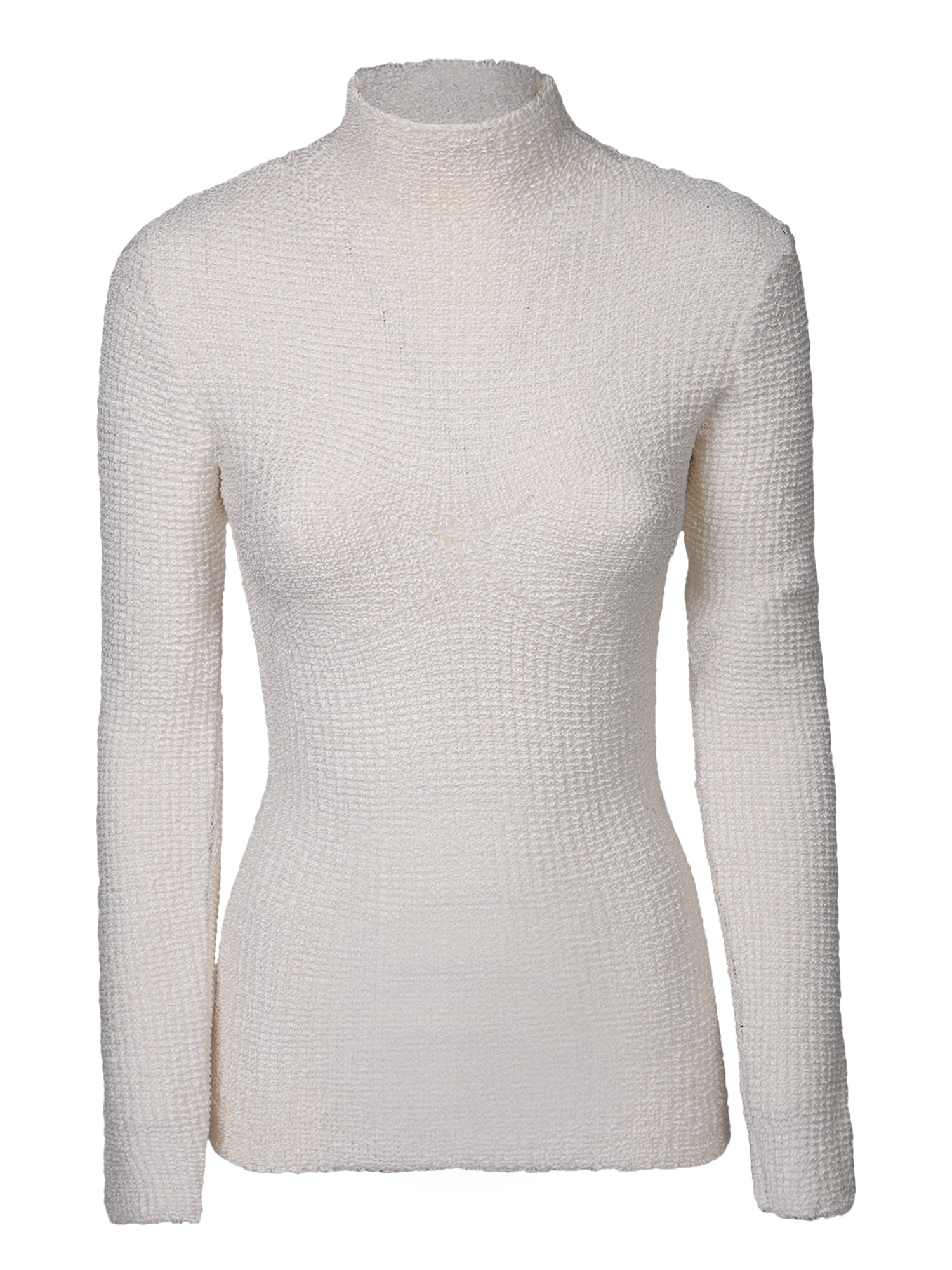 Sponge-effect white pullover – DELL'OGLIO