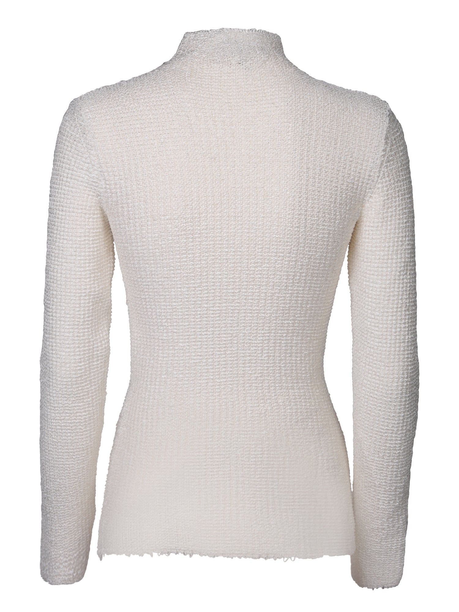 Sponge-effect white pullover – DELL'OGLIO
